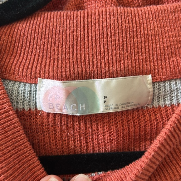 Free People Beach Malibu Surf Sweater Set Stripe Red Blue Knit Set Shorts Top - Picture 9 of 11